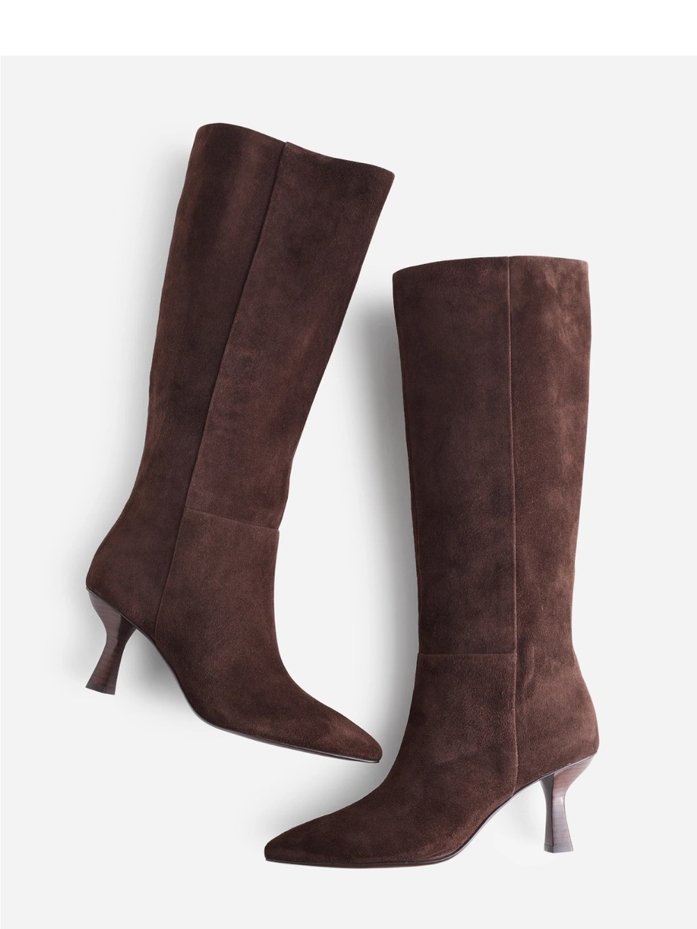 Madewell Dark Brown Suede Justine Knee-High Heeled Boots